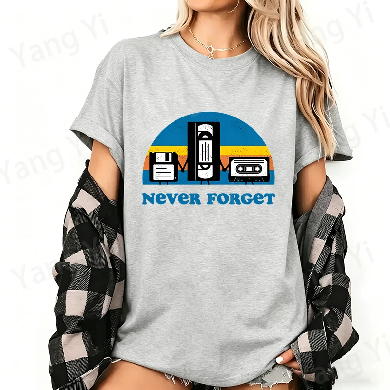 NEVER FORGET Letter Print T-shirt Women's Men's Fashion Casual Summer Cool Shirt Vintage Magnetic Tape Printing Short Sleeve Tee
NEVER FORGET Letter Print T-shirt Women's Men's Fashion Casual Summer Cool Shirt Vintage Magnetic Tape Printing Short Sleeve Tee
