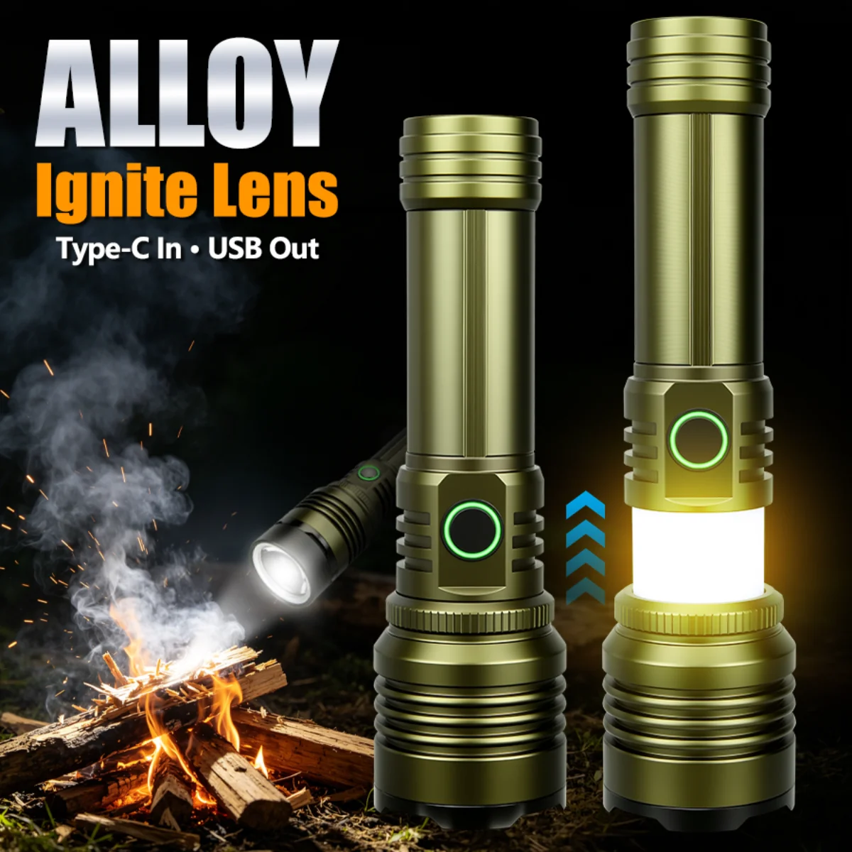 High Power LED Flashlight Type-c Rechargeable Zoomable Tactical Handheld Torch Concentrating Ignition Outdoor Camping Lanterna
High Power LED Flashlight Type-c Rechargeable Zoomable Tactical Handheld Torch Concentrating Ignition Outdoor Camping Lanterna