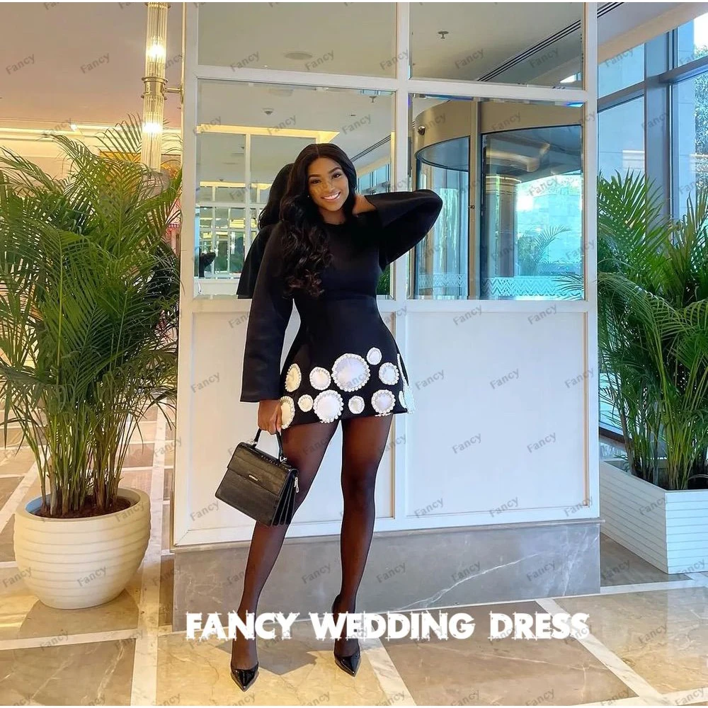 Fancy Elegant Saudi Arabia Women Prom Gown Long Sleeve Black Mini Evening Party Dresses White Birthday Gown Custom Made Back Zip
Fancy Elegant Saudi Arabia Women Prom Gown Long Sleeve Black Mini Evening Party Dresses White Birthday Gown Custom Made Back Zip