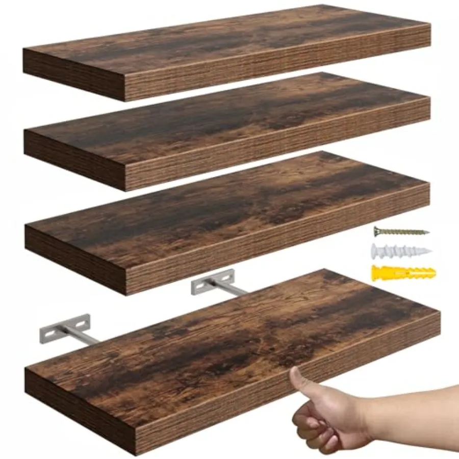 16'' Rustic Brown Floating Shelves Set of 4 for Wall Rustic Wood Shelf for Room Decor Storage Display Small Bookshelf Wall Moun
16'' Rustic Brown Floating Shelves Set of 4 for Wall Rustic Wood Shelf for Room Decor Storage Display Small Bookshelf Wall Moun