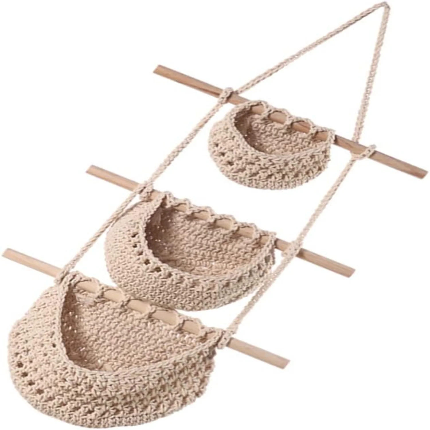 Handmade Woven Cotton Rope 3-Tier Fruit Basket Organizer for Kitchen, Decor Hanging Wall Basket for Organizing - Over the Door o
Handmade Woven Cotton Rope 3-Tier Fruit Basket Organizer for Kitchen, Decor Hanging Wall Basket for Organizing - Over the Door o