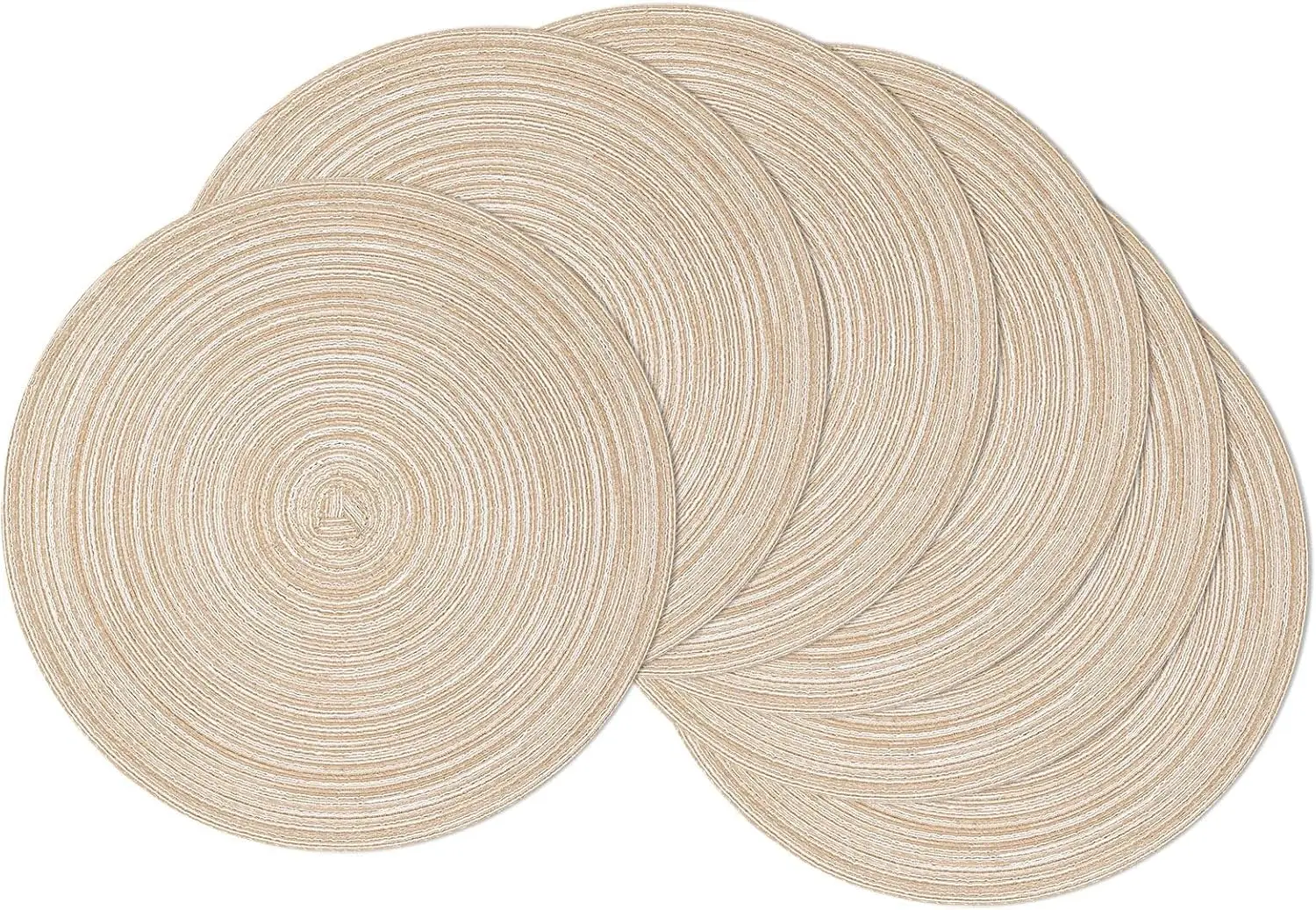 15 Inch Round Placemats Set of 6, Cotton Polyester Woven Braided, Washable Heat Resistant Circle Table Mats Dining Decor (Beige)
15 Inch Round Placemats Set of 6, Cotton Polyester Woven Braided, Washable Heat Resistant Circle Table Mats Dining Decor (Beige)