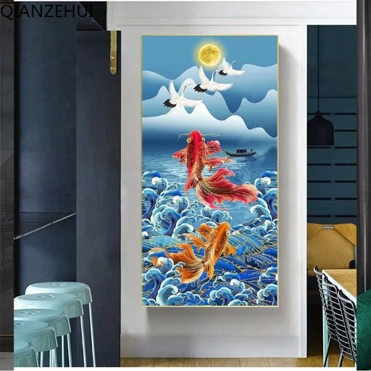 DIY 5D full Diamond Embroidery,Round Diamond beads Lucky Koi Living room decoration rhinestone beads Diamond painting
DIY 5D full Diamond Embroidery,Round Diamond beads Lucky Koi Living room decoration rhinestone beads Diamond painting