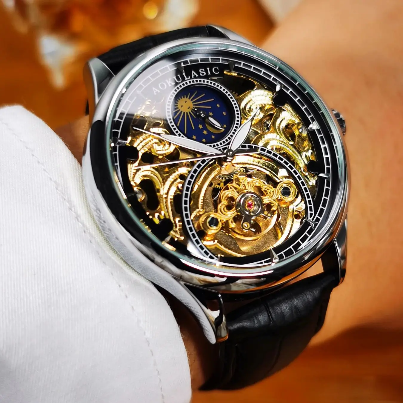 AOKULASIC Tourbillon Мужские часы Лучший бренд класса люкс Автоматические механические часы со скелетом Повседневный кожаный ремешок Деловые наручные часы
AOKULASIC Tourbillon Мужские часы Лучший бренд класса люкс Автоматические механические часы со скелетом Повседневный кожаный ремешок Деловые наручные часы