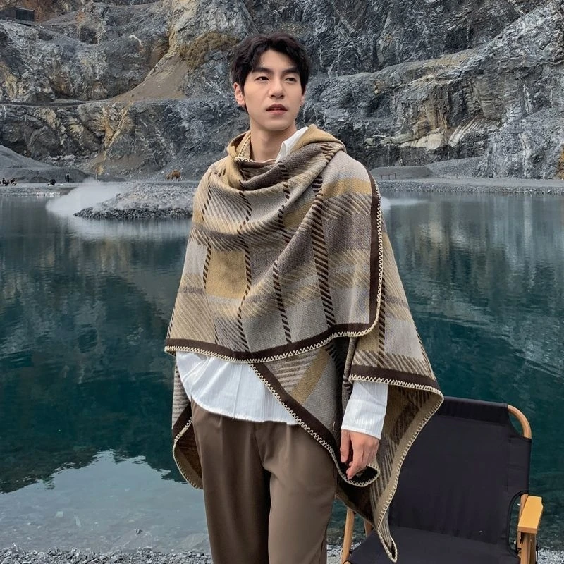 New Men's Blend Reversible Hooded Poncho Cape Knitted Ruffle Plaid Warm Shawl for Autumn Winter Travel Luxury Ethnic Style
New Men's Blend Reversible Hooded Poncho Cape Knitted Ruffle Plaid Warm Shawl for Autumn Winter Travel Luxury Ethnic Style