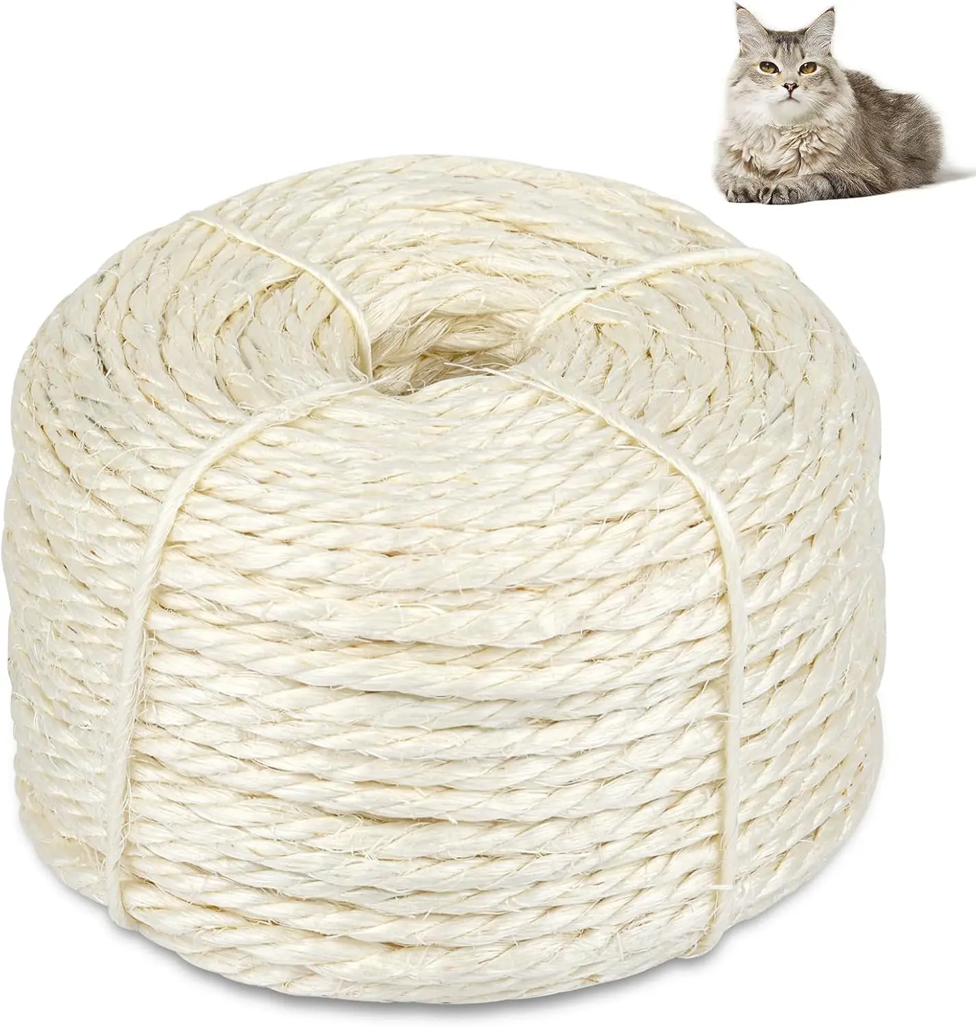 164 ft Sisal Rope for Cat Scratching Post, 1/6 inch Natural Hemp Twine for DIY Repair, White
164 ft Sisal Rope for Cat Scratching Post, 1/6 inch Natural Hemp Twine for DIY Repair, White