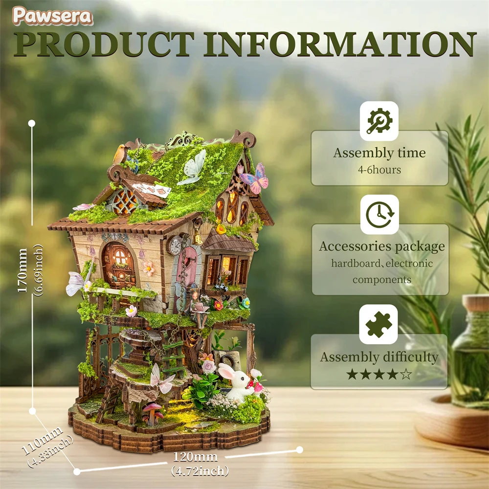 Pawsera НОВЫЙ деревянный домик на дереве Роуана, набор для сборки миниатюр, украшение для дома и рабочего стола, подарок ручной работы для взрослых
Pawsera НОВЫЙ деревянный домик на дереве Роуана, набор для сборки миниатюр, украшение для дома и рабочего стола, подарок ручной работы для взрослых