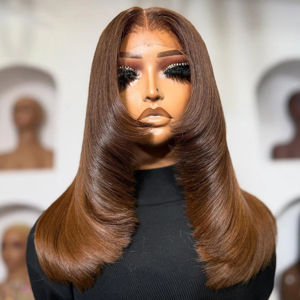 Chocolate Brown Layered straight Glueless Color Wigs 400 Density 360 HD Lace Frontal Wigs 16-36 Inch Brazilian Remy Preplucked
Chocolate Brown Layered straight Glueless Color Wigs 400 Density 360 HD Lace Frontal Wigs 16-36 Inch Brazilian Remy Preplucked