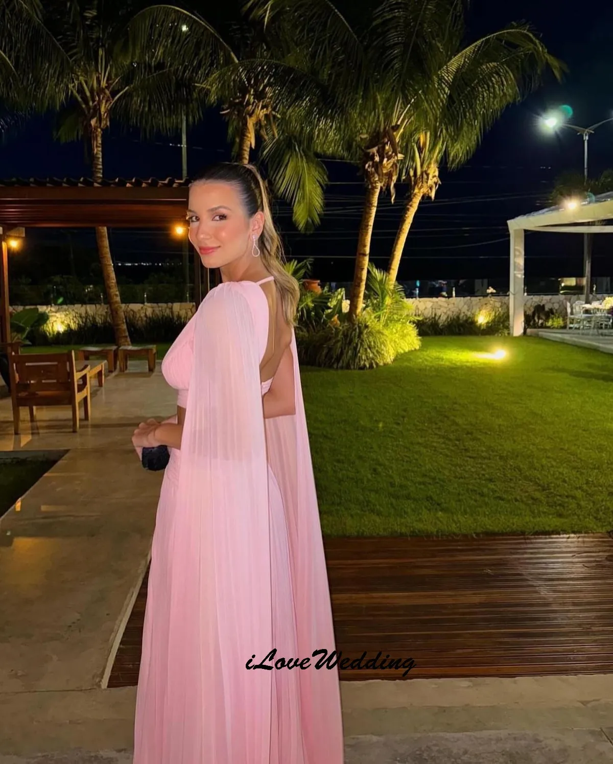 Pink V-Neck Prom Dresses 2025 Cut-Out Chiffon Women Elegant Party Dress Cut-Out Wedding Party Dress For Women Gala Customized 
Pink V-Neck Prom Dresses 2025 Cut-Out Chiffon Women Elegant Party Dress Cut-Out Wedding Party Dress For Women Gala Customized