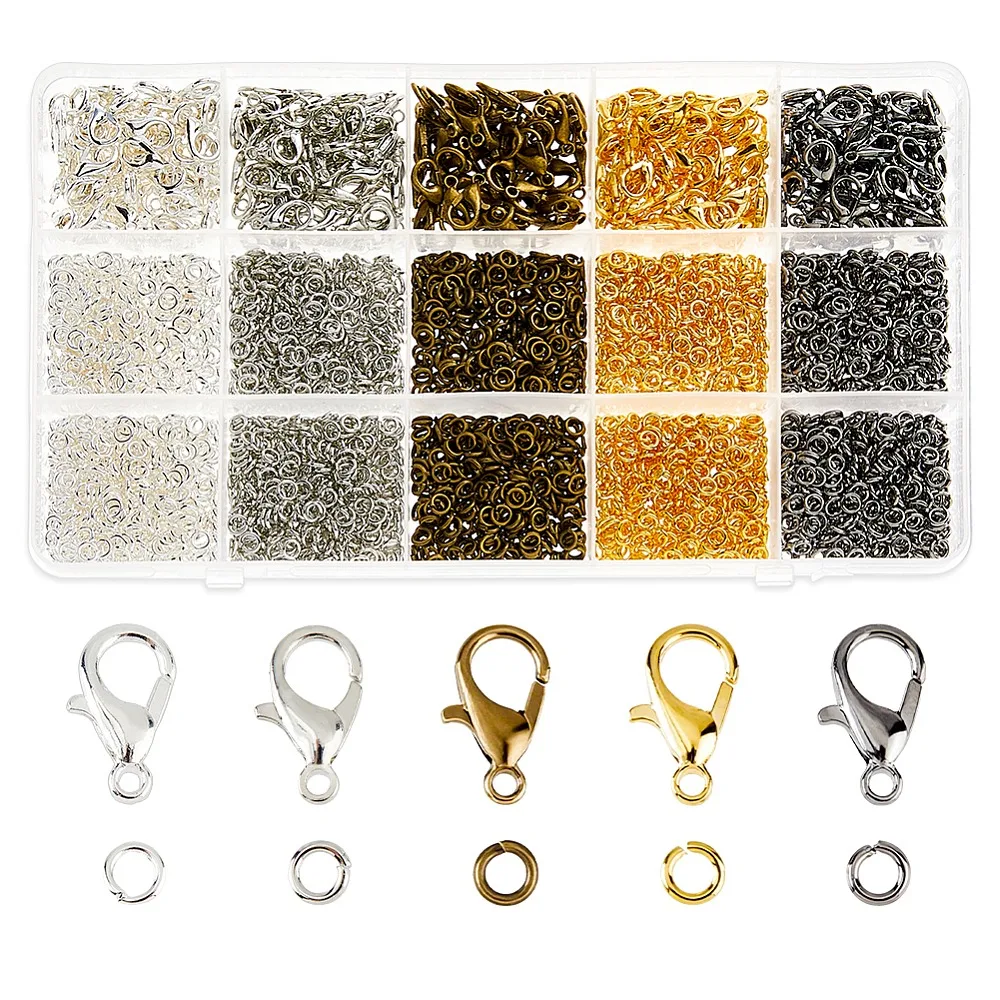 300Pcs 5 Colors Zinc Alloy Lobster Claw Clasps Parrot Trigger Clasps with 3500Pcs 5 Colors Brass Open Jump Rings Mixed Color
300Pcs 5 Colors Zinc Alloy Lobster Claw Clasps Parrot Trigger Clasps with 3500Pcs 5 Colors Brass Open Jump Rings Mixed Color