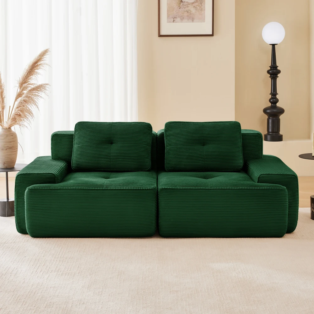 82" Modern L-Shaped Modular Sofa: Corduroy,2-Seat,Deep Seat,Pearl Trim,Tufted,No Assembly,Anti-slip,Green
82" Modern L-Shaped Modular Sofa: Corduroy,2-Seat,Deep Seat,Pearl Trim,Tufted,No Assembly,Anti-slip,Green