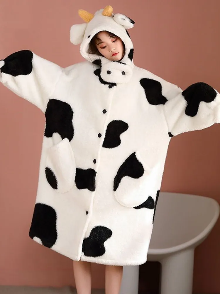 Korean Women's Pajamas Autumn And Winter Coral Velvet Robe Home Fur Tassel Pajamas Cartoon Animal Hooded Pajamas
Korean Women's Pajamas Autumn And Winter Coral Velvet Robe Home Fur Tassel Pajamas Cartoon Animal Hooded Pajamas