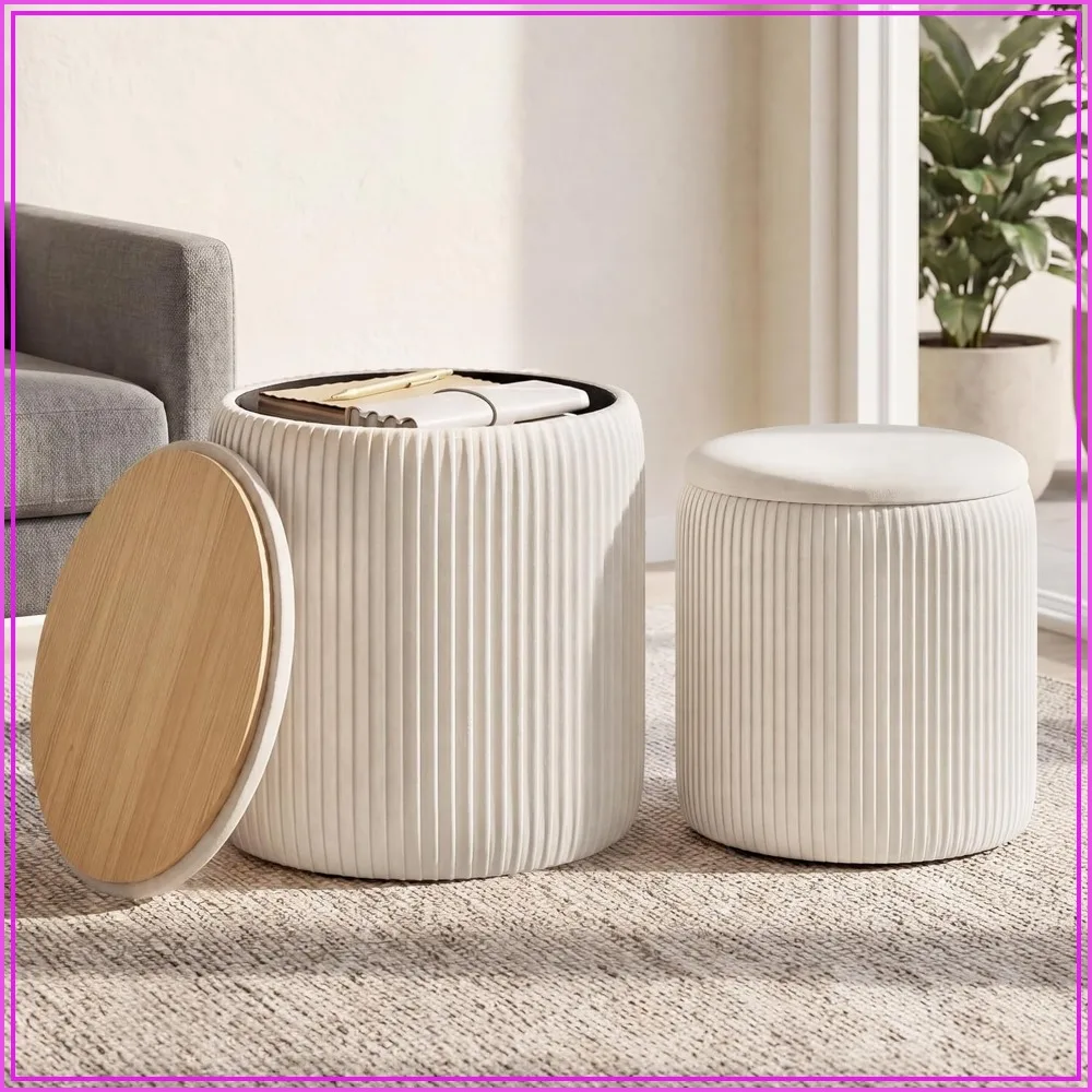 Set of 2 Round Storage Ottomans, Velvet Foot Stool with Removable Lid, Small Ottoman Coffee Table for Living Room, Bedroom, Hallway, Easy Assembly
Set of 2 Round Storage Ottomans, Velvet Foot Stool with Removable Lid, Small Ottoman Coffee Table for Living Room, Bedroom, Hallway, Easy Assembly