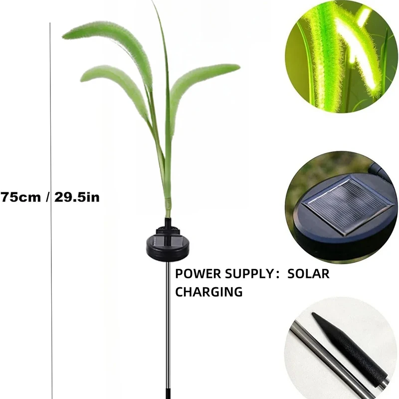 Simulated dog tail grass flower lamp, lawn lamp, solar charging, fashionable courtyard garden decoration flower LED lantern C2
Simulated dog tail grass flower lamp, lawn lamp, solar charging, fashionable courtyard garden decoration flower LED lantern C2