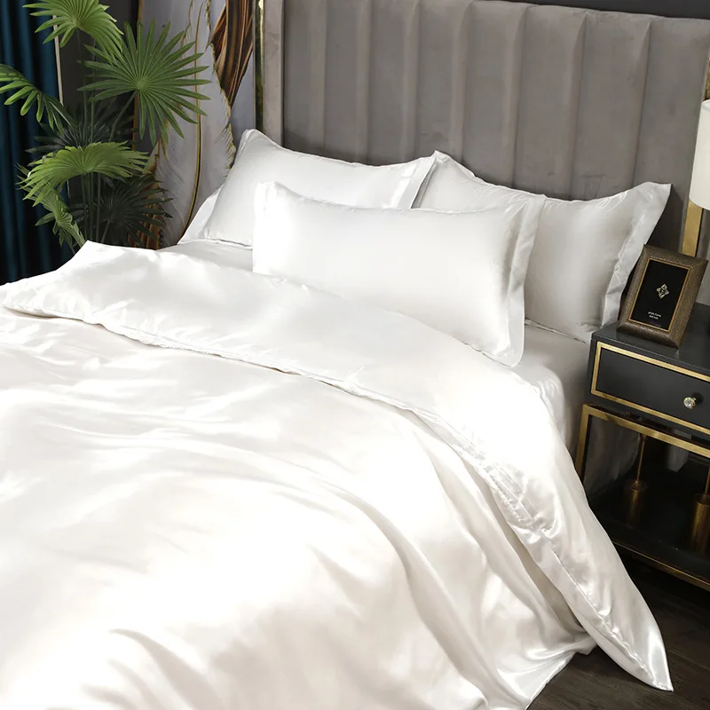 Cool Satin Silk Bedding Set with Duvet Cover Flat Bed Sheet Pillowcase Bedsheet King Queen Full Twin Size Bedding Sets
Cool Satin Silk Bedding Set with Duvet Cover Flat Bed Sheet Pillowcase Bedsheet King Queen Full Twin Size Bedding Sets