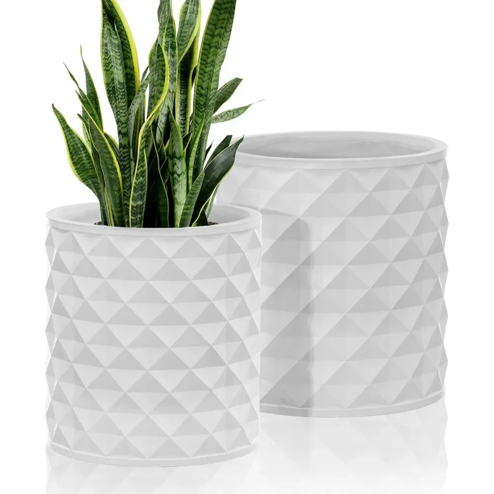 12/10 Inch Round Pots for Plants, 2 PKS Modern Diamond Mgo Flower Tree Planters with Geometric Texture Design and Drainage Holes
12/10 Inch Round Pots for Plants, 2 PKS Modern Diamond Mgo Flower Tree Planters with Geometric Texture Design and Drainage Holes