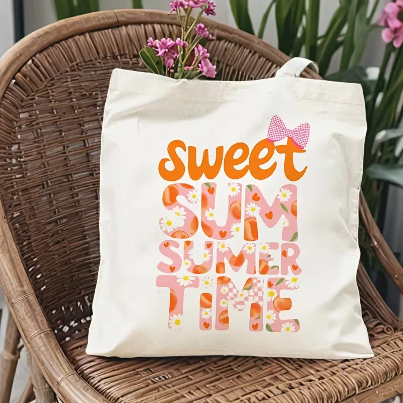 Sweet Summer Time Peach Daisy Canvas Tote Bag Pastel Floral Bow Letter Print Reusable Shoulder Bag Cottagecore Summer Handbag
Sweet Summer Time Peach Daisy Canvas Tote Bag Pastel Floral Bow Letter Print Reusable Shoulder Bag Cottagecore Summer Handbag