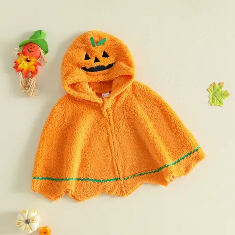 Halloween Toddler Baby Cape Adorable Pumpkin Hooded Cloak Infant Newborn Party Cartoon Poncho Cosplay Costume Hooded Cloak