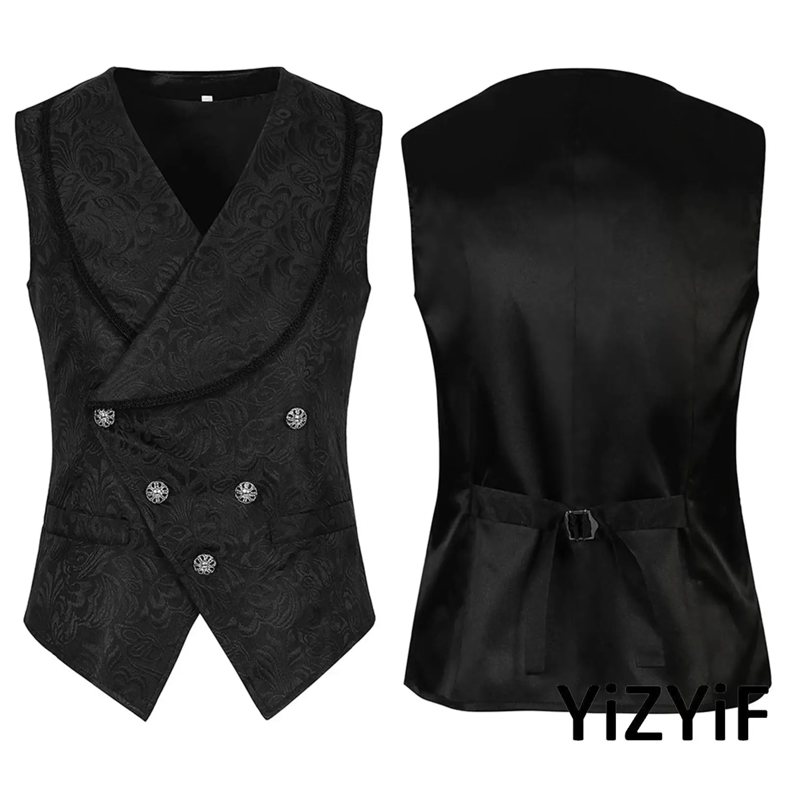 Mens Steampunk Gothic Tops for Halloween Cosplay Vintage Buttons Ruched Waistcoat Tank Tops Medieval Victorian Jacquard Vest
Mens Steampunk Gothic Tops for Halloween Cosplay Vintage Buttons Ruched Waistcoat Tank Tops Medieval Victorian Jacquard Vest
