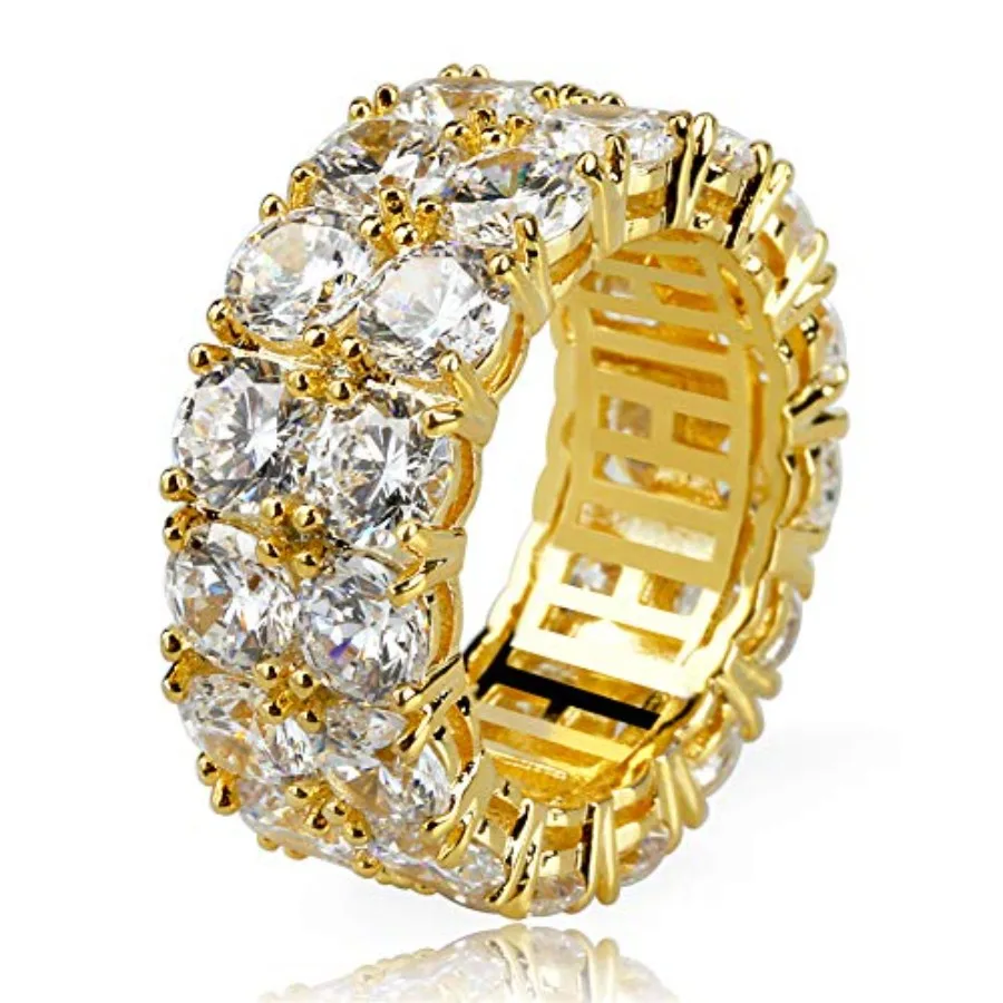 TOPGRILLZ 2-Row Cubic Zirconia Band Ring for Men and Women, 14K Gold Plated Brass, 9 mm Wide Iced-Out Eternity, Sizes 6-, Golde
TOPGRILLZ 2-Row Cubic Zirconia Band Ring for Men and Women, 14K Gold Plated Brass, 9 mm Wide Iced-Out Eternity, Sizes 6-, Golde