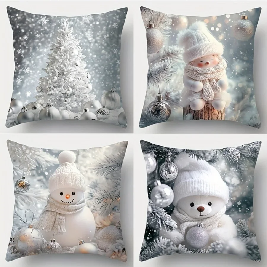 4Pc Cute Snowman Throw Pillow Covers 18 x 18-Inch Grey Christmas Cushion Case for Merry Christmas Set of 1 Decor Pillowcase Sofa
4Pc Cute Snowman Throw Pillow Covers 18 x 18-Inch Grey Christmas Cushion Case for Merry Christmas Set of 1 Decor Pillowcase Sofa