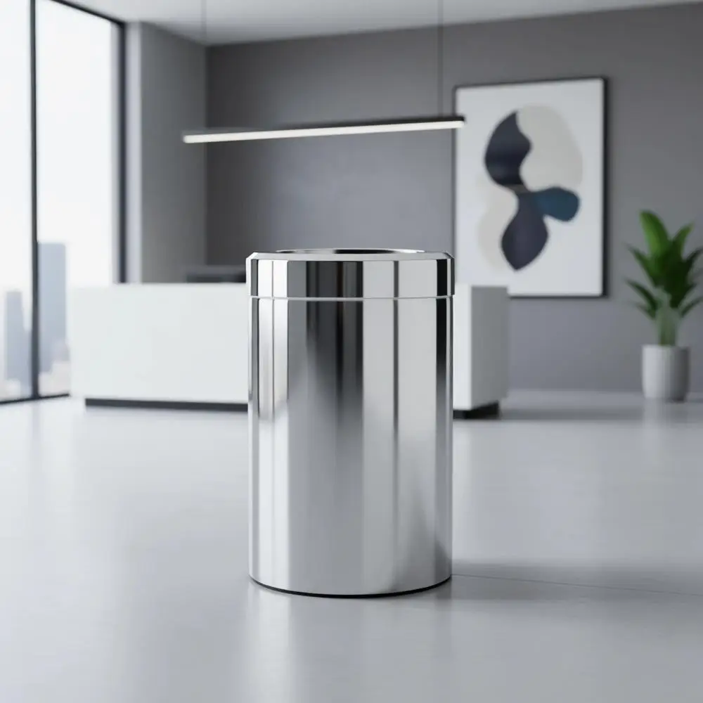 Round 3 Gallon Stainless Steel Bathroom Trash Can with Lid, Suitable for Under Sink, Chrome Finish
Round 3 Gallon Stainless Steel Bathroom Trash Can with Lid, Suitable for Under Sink, Chrome Finish