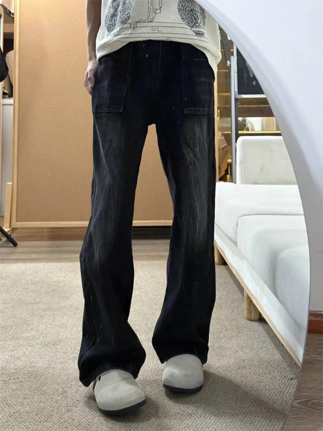 Retro American Lightning Pattern Men's Jeans Workwear Pants High Waist Straight Leg Trousers Wear Resistant Casual Jeans
Retro American Lightning Pattern Men's Jeans Workwear Pants High Waist Straight Leg Trousers Wear Resistant Casual Jeans