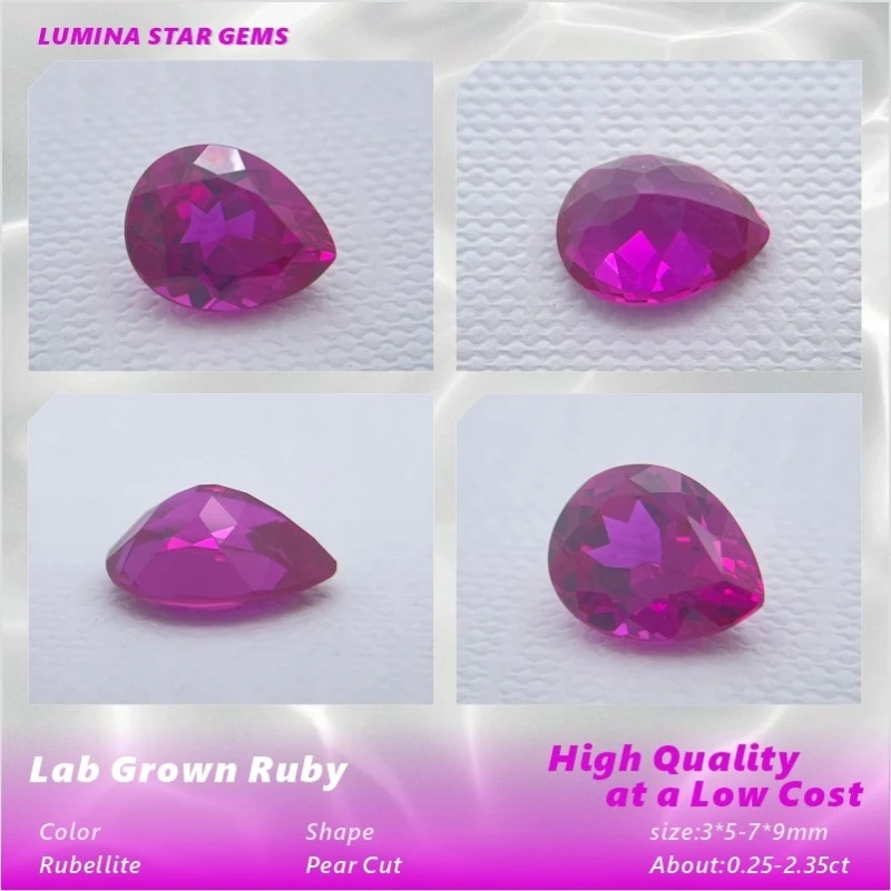 L-Lab Grown Ruby Pear Cut Rubellite Color Hydrothermal Gemstone For Jewelry Setting&Custom Design Selectable Certificate
L-Lab Grown Ruby Pear Cut Rubellite Color Hydrothermal Gemstone For Jewelry Setting&Custom Design Selectable Certificate