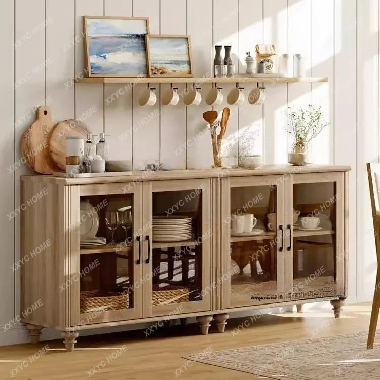 American retro glass door dining side cabinet combination dish storage cabinet solid wood living room TV cabinet
American retro glass door dining side cabinet combination dish storage cabinet solid wood living room TV cabinet