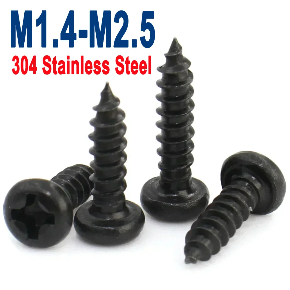 100pcs M1.4 M1.7 M2 M2.2 M2.5 Black Small Mini 304 Stainless Steel Cross Phillips Pan Round Head Self-tapping Wood Screw
100pcs M1.4 M1.7 M2 M2.2 M2.5 Black Small Mini 304 Stainless Steel Cross Phillips Pan Round Head Self-tapping Wood Screw