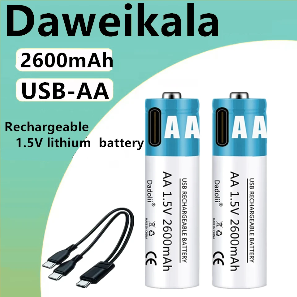 AA Battery 1.5V AA 2600mAh USB rechargeable li-ion battery for remote control mouse small fan Electric toy battery with
AA Battery 1.5V AA 2600mAh USB rechargeable li-ion battery for remote control mouse small fan Electric toy battery with