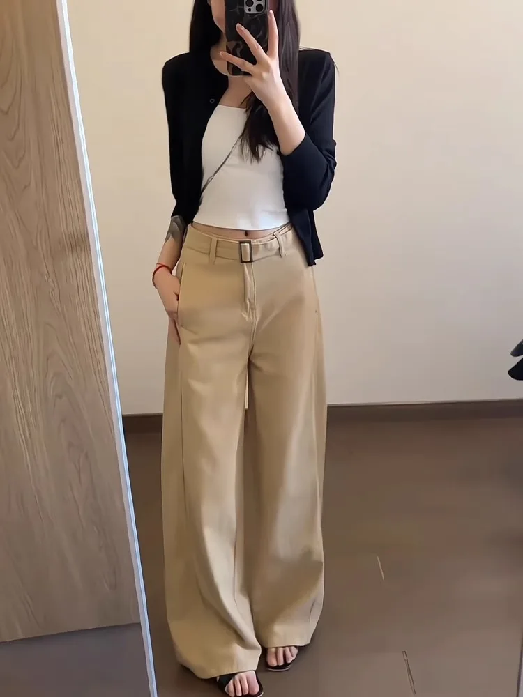 American Retro Khaki Straight Leg Casual Pants Women's Early Summer Simple Loose Slimming Wide Leg Pants Floor-Length
American Retro Khaki Straight Leg Casual Pants Women's Early Summer Simple Loose Slimming Wide Leg Pants Floor-Length