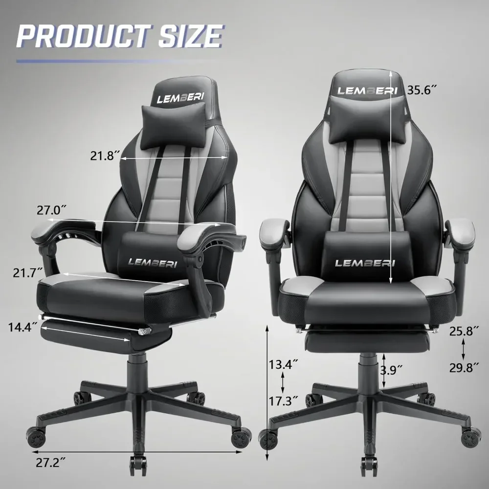 Gaming Chair with Footrest: Ergonomic Big & Tall Design for Adults - 400lb Weight Capacity
Gaming Chair with Footrest: Ergonomic Big & Tall Design for Adults - 400lb Weight Capacity