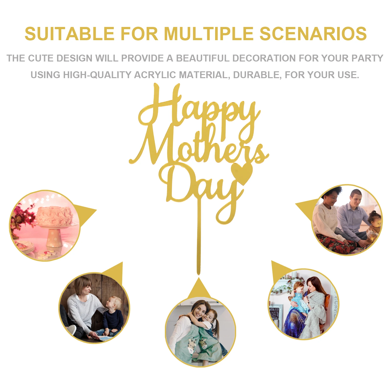 10pcs Mother's Day Cake Decor Acrylic Cards Golden Elegant Birthday Party Topper Dessert Decoration Cake Insert
10pcs Mother's Day Cake Decor Acrylic Cards Golden Elegant Birthday Party Topper Dessert Decoration Cake Insert