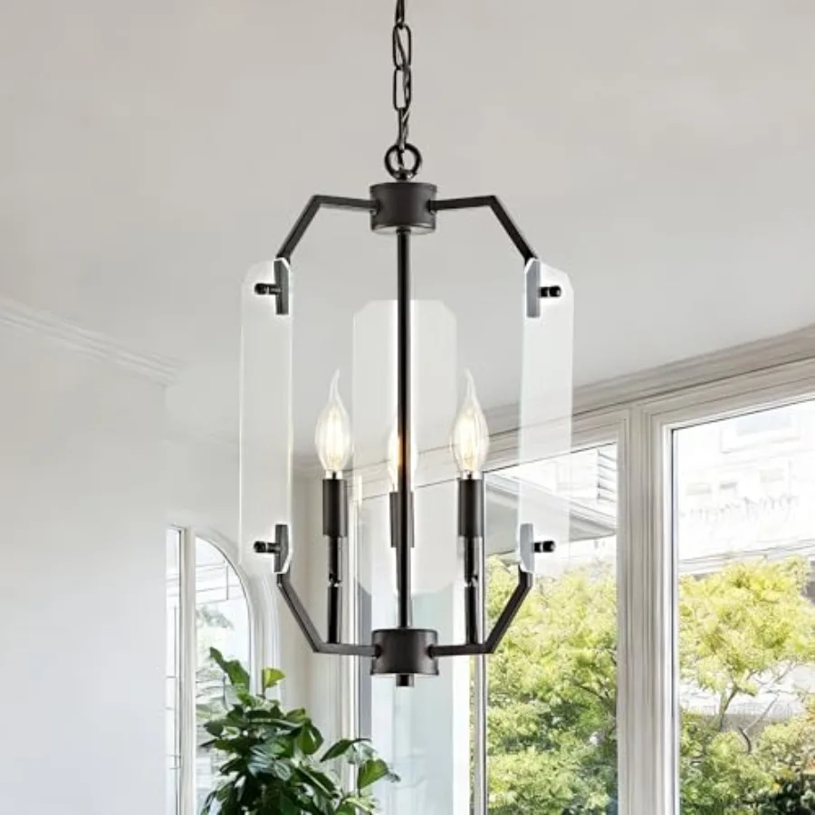 Black Lantern Chandelier 3-Light 11.8" Small Farmhouse Dining Room Light Fixture with Glass Panels Adjustable Hanging Pendant L
Black Lantern Chandelier 3-Light 11.8" Small Farmhouse Dining Room Light Fixture with Glass Panels Adjustable Hanging Pendant L