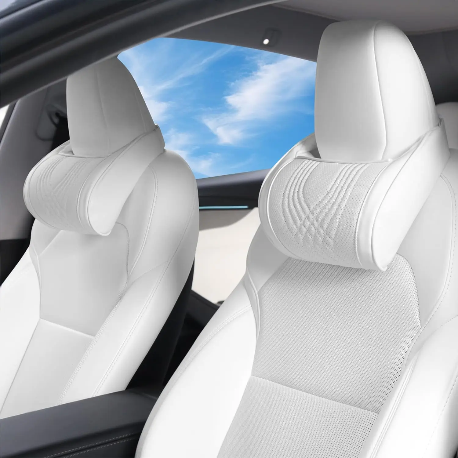 Memory Foam Neck Pillow with Leather Cover for Car Headrest, Soft Comfortable Seat Cushion, White, 2PC
Memory Foam Neck Pillow with Leather Cover for Car Headrest, Soft Comfortable Seat Cushion, White, 2PC