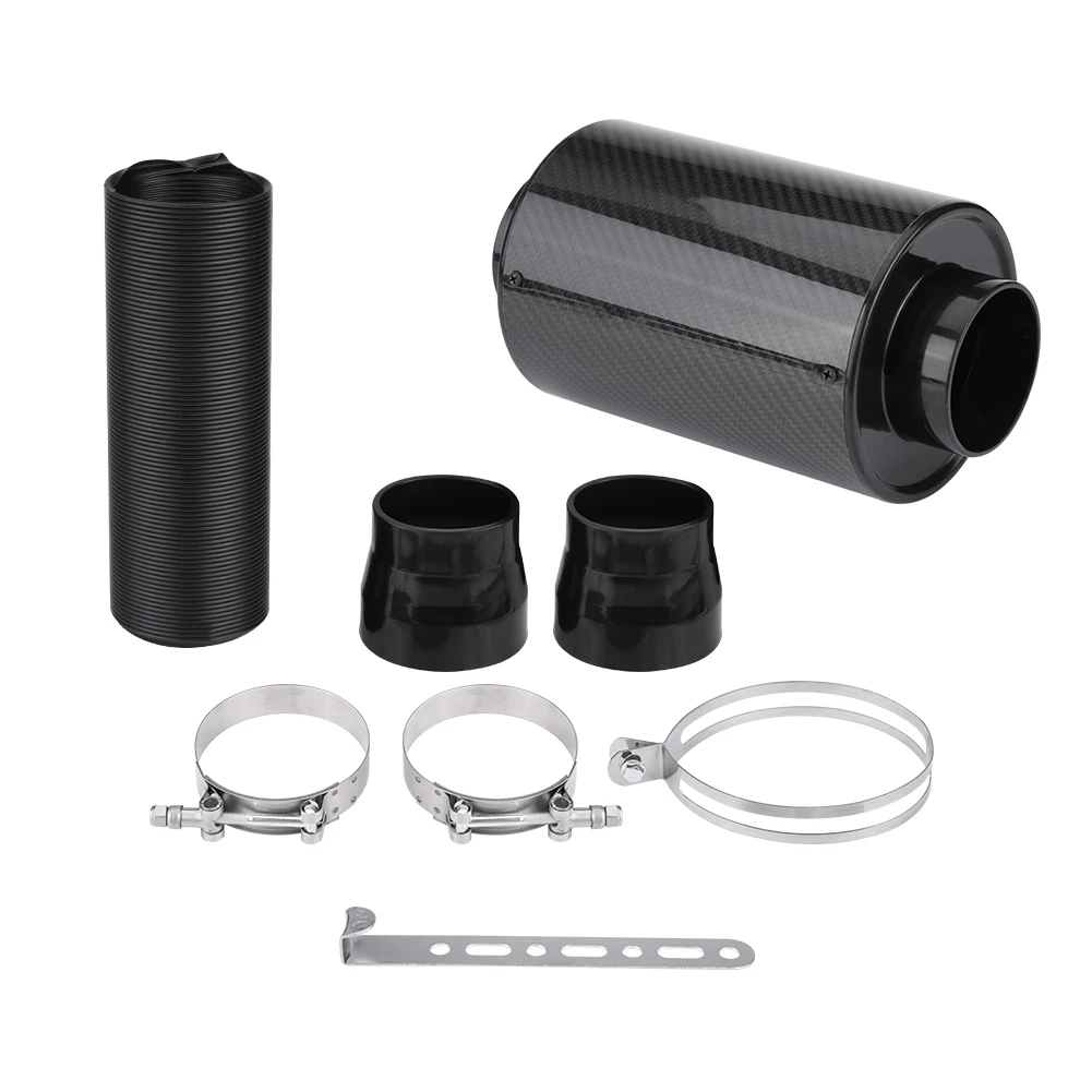 76mm 3" Universal Carbon Fiber Induction Ram Filter Box Cold Air Intake System W/ Intake Hose
76mm 3" Universal Carbon Fiber Induction Ram Filter Box Cold Air Intake System W/ Intake Hose
