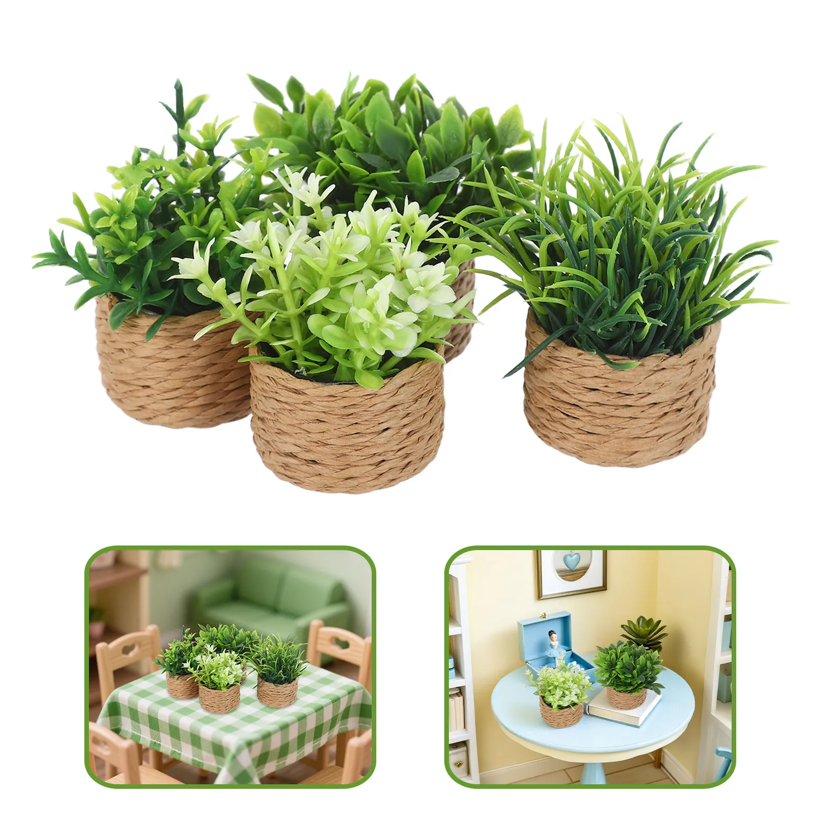 4Pcs Miniature Dollhouse Greenery Plants Tiny Artificial Potted Bonsai Accessories Miniature Garden Decorations Simulation Green
4Pcs Miniature Dollhouse Greenery Plants Tiny Artificial Potted Bonsai Accessories Miniature Garden Decorations Simulation Green