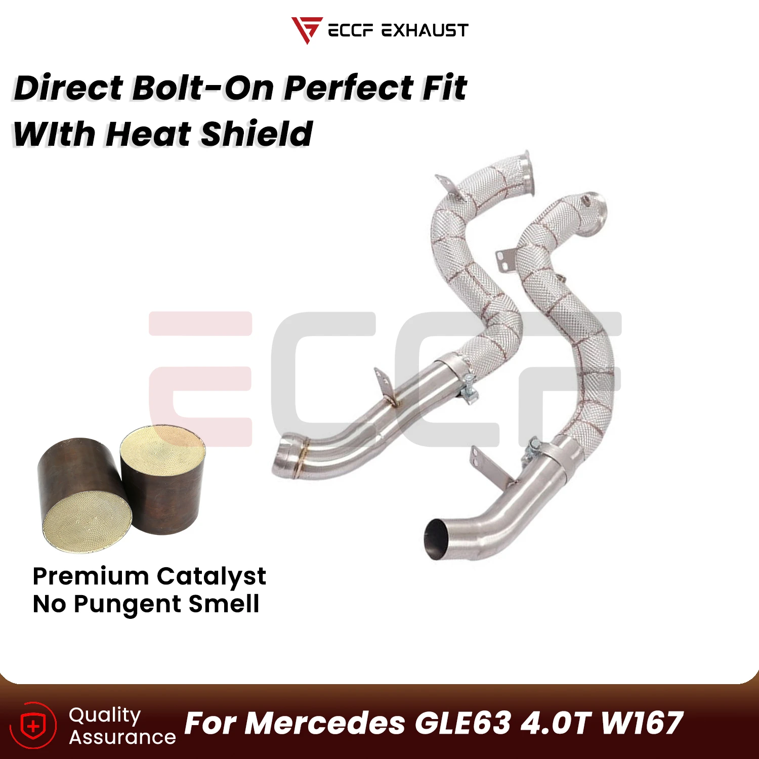 Sporty Downpipe With Heat Shield For Mercedes GLE63 4.0T W167 Aggressive Exhaust Sound Plug and Play Upgrade Performance
Sporty Downpipe With Heat Shield For Mercedes GLE63 4.0T W167 Aggressive Exhaust Sound Plug and Play Upgrade Performance