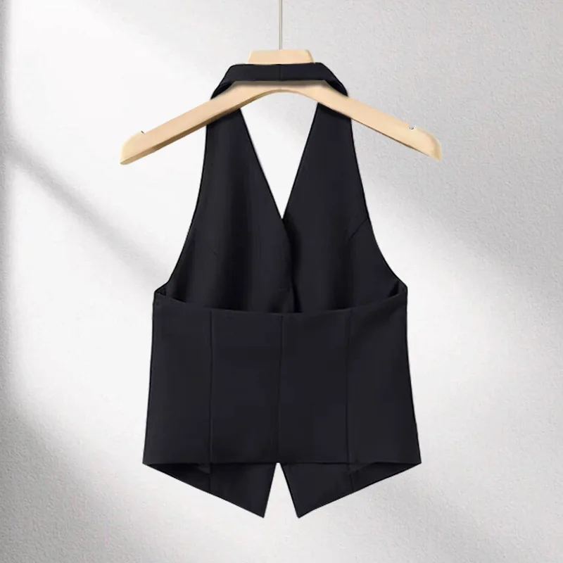 Elegant Hanging Neck Vest Women's Fashionable Summer New Design Outerwear Stylish Suit Jacket Long Length Polyester Material
Elegant Hanging Neck Vest Women's Fashionable Summer New Design Outerwear Stylish Suit Jacket Long Length Polyester Material