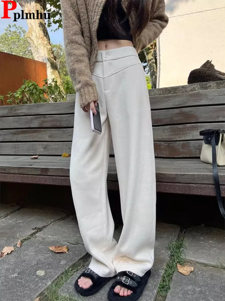 Winter Thick Wool Blend Wide Leg Pants Korea New High Waist Baggy Straight Casual Pantalones Basic Warm Women Woolen Spodnie
Winter Thick Wool Blend Wide Leg Pants Korea New High Waist Baggy Straight Casual Pantalones Basic Warm Women Woolen Spodnie