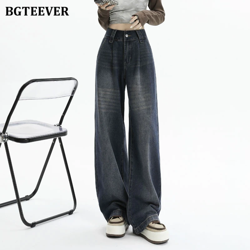 BGTEEVER Vintage Casual Loose Female Wide Leg Floor-Length Jeans Pants Autumn Winter High Waist Pockets Ladies Denim Trousers
BGTEEVER Vintage Casual Loose Female Wide Leg Floor-Length Jeans Pants Autumn Winter High Waist Pockets Ladies Denim Trousers