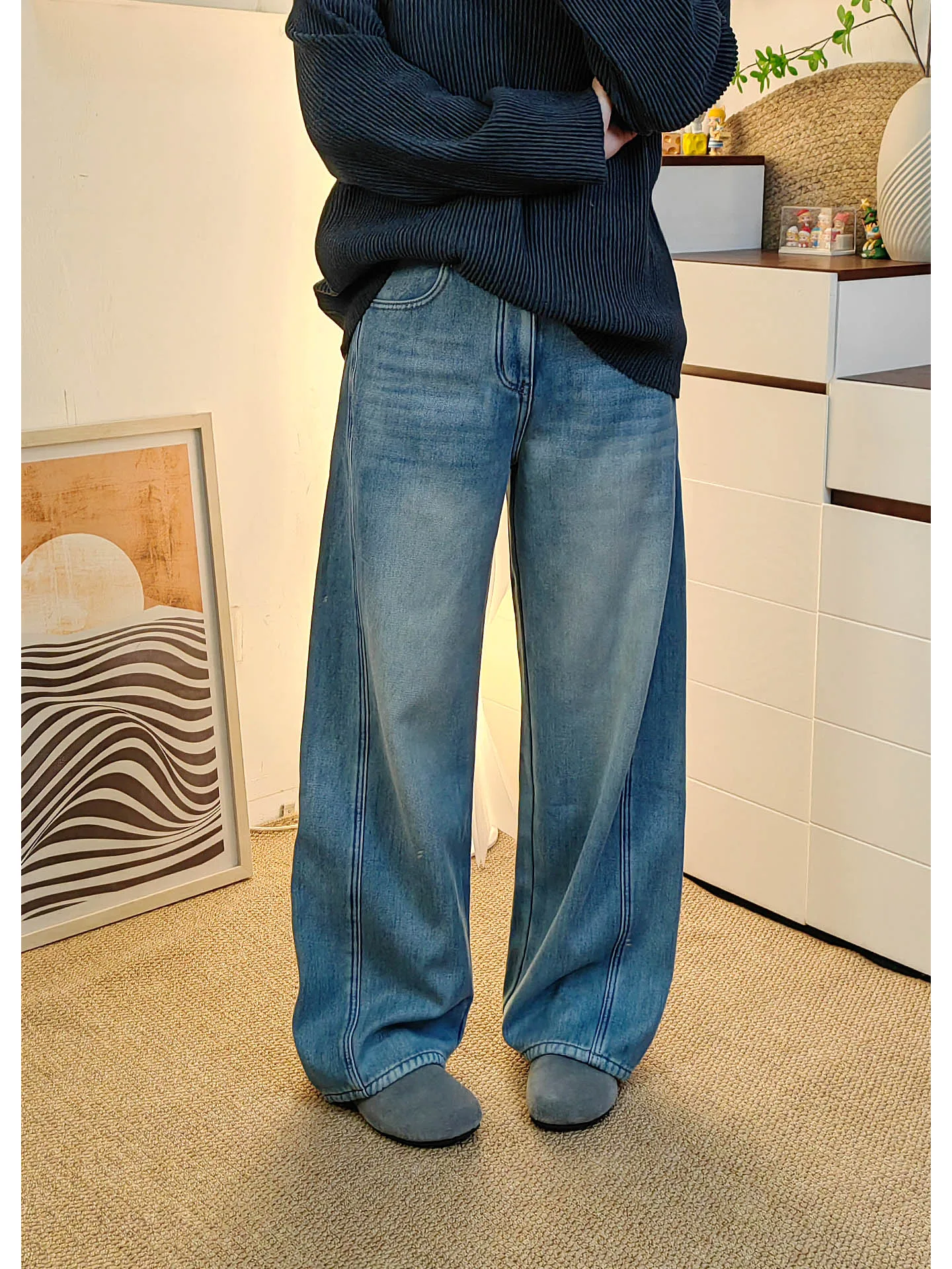 Джинсы женские повседневные с высокой талией, утепленные флисом, больших размеров, прямые, широкие штанины, модель «Сайт»
Джинсы женские повседневные с высокой талией, утепленные флисом, больших размеров, прямые, широкие штанины, модель «Сайт»