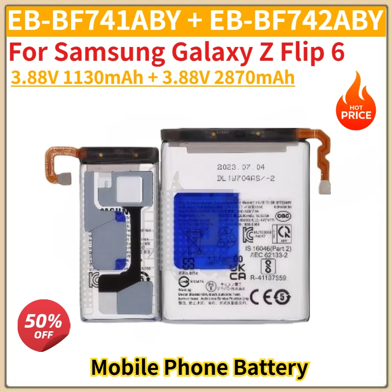 100% New High Quality EB-BF741ABY EB-BF742ABY Phone Battery 1130mAh 2870mAh For Samsung Galaxy Z Flip 6 Brand New
100% New High Quality EB-BF741ABY EB-BF742ABY Phone Battery 1130mAh 2870mAh For Samsung Galaxy Z Flip 6 Brand New