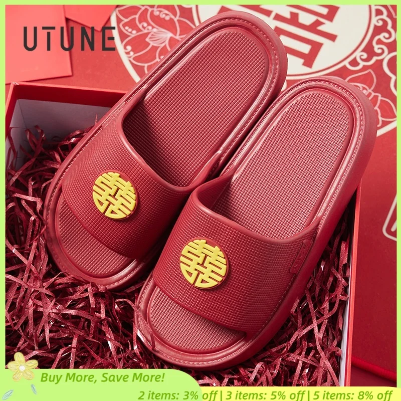 UTUNE Men's Chinese Wedding Slippers Red Indoor Shoes Double Happiness Symbol Comfort Anti-slip Bridal Home Sandals for Groom
UTUNE Men's Chinese Wedding Slippers Red Indoor Shoes Double Happiness Symbol Comfort Anti-slip Bridal Home Sandals for Groom