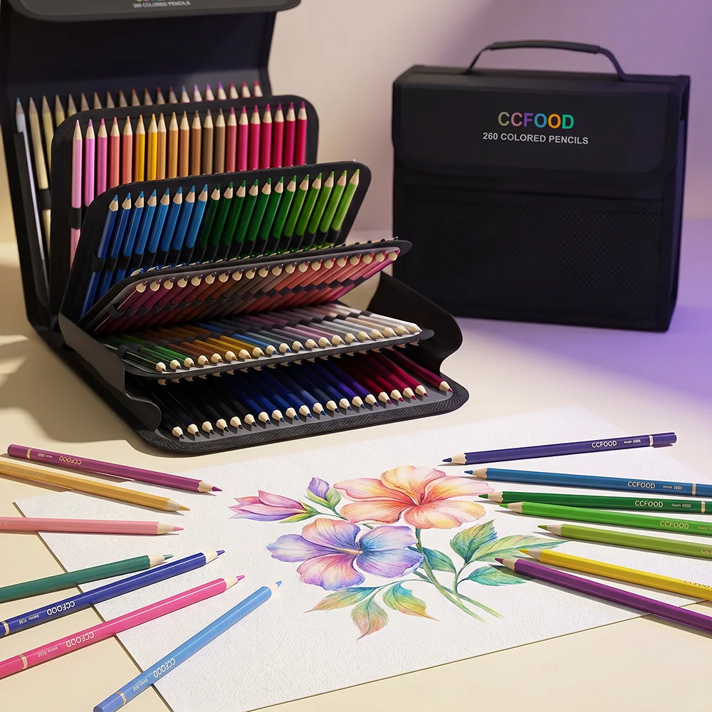 260 Color Oil-Based Colored Pencils Set with Portable Carrying Case,Ideal for Artists & Illustrators
260 Color Oil-Based Colored Pencils Set with Portable Carrying Case,Ideal for Artists & Illustrators