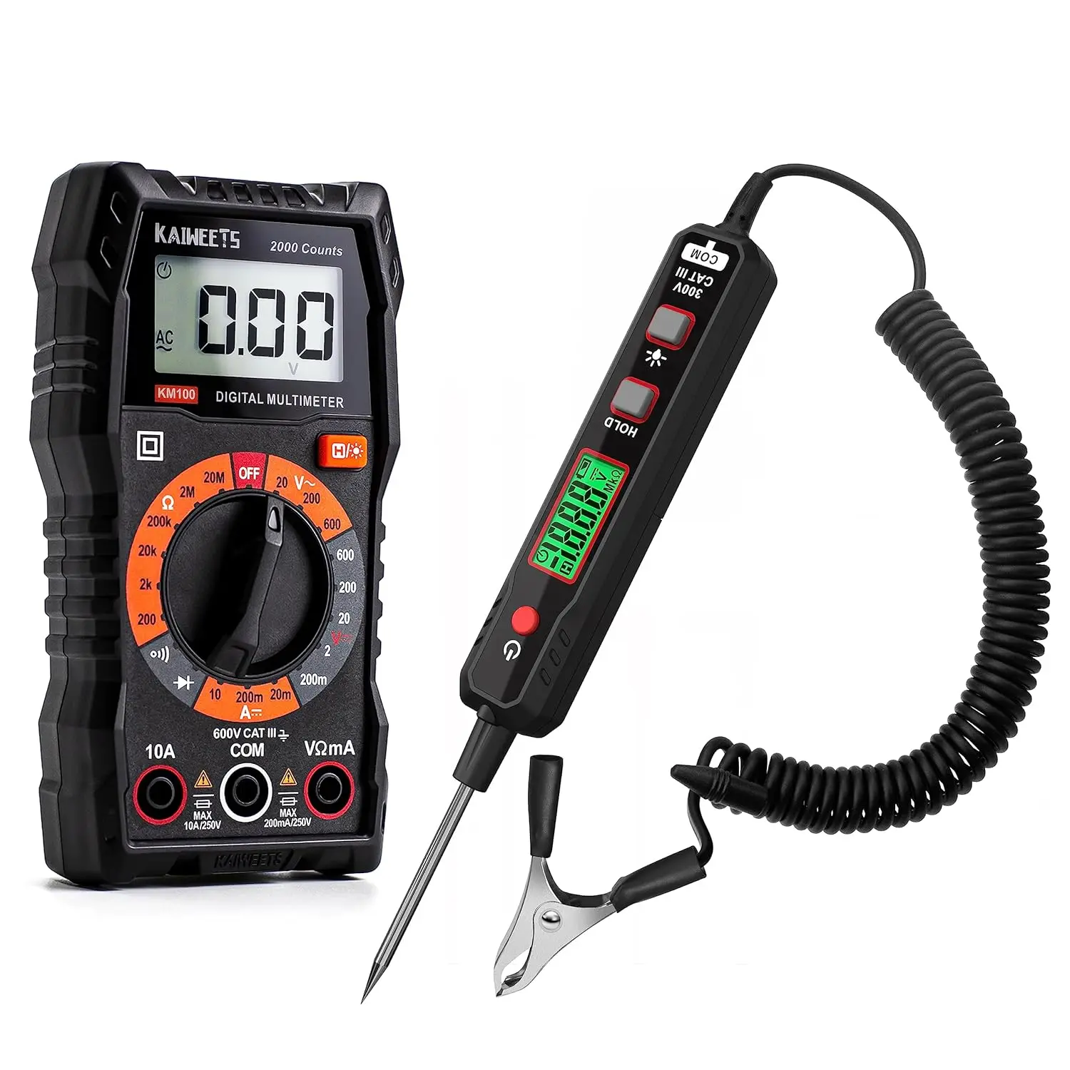 Digital Multimeter with Case, DC AC Voltmeter KM100 & Smart Automotive Circuit Tester VT501
Digital Multimeter with Case, DC AC Voltmeter KM100 & Smart Automotive Circuit Tester VT501