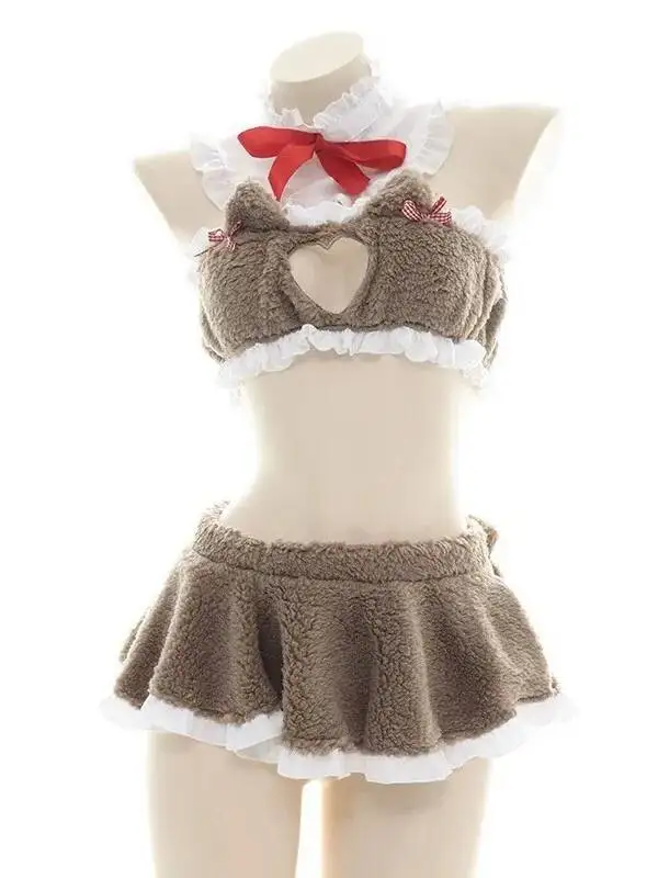 Fun Underwear Set Love Open Chest Cat Ear Plush Pajamas Women's Sexy Split Open Navel Two Piece Outfits For Women Summer NVHC
Fun Underwear Set Love Open Chest Cat Ear Plush Pajamas Women's Sexy Split Open Navel Two Piece Outfits For Women Summer NVHC