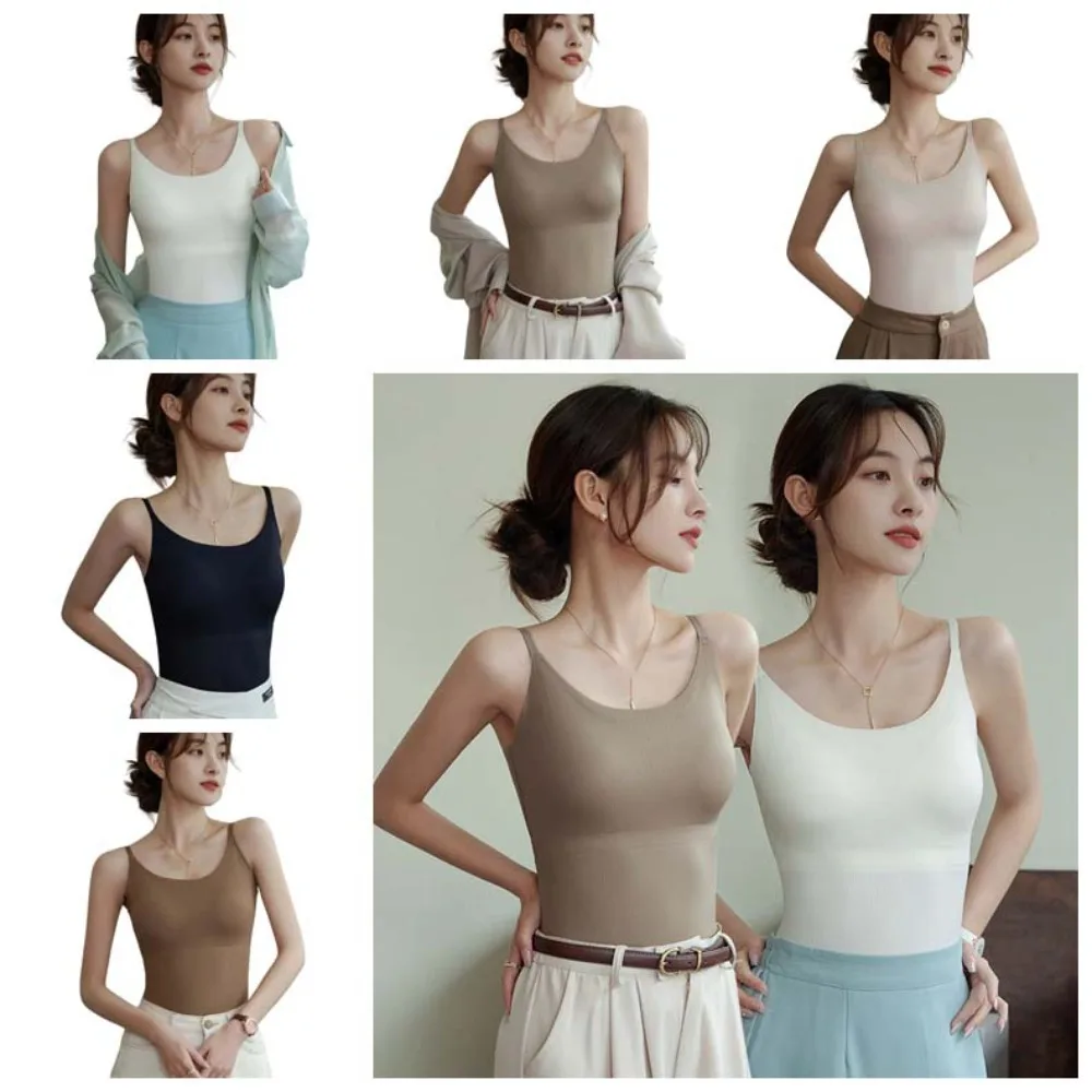 Breathable With Chest Cushion Ice Silk Camisole Solid Color Non Trace Crop Tops Slim Fit Tanks Suspender Vest Travel
Breathable With Chest Cushion Ice Silk Camisole Solid Color Non Trace Crop Tops Slim Fit Tanks Suspender Vest Travel