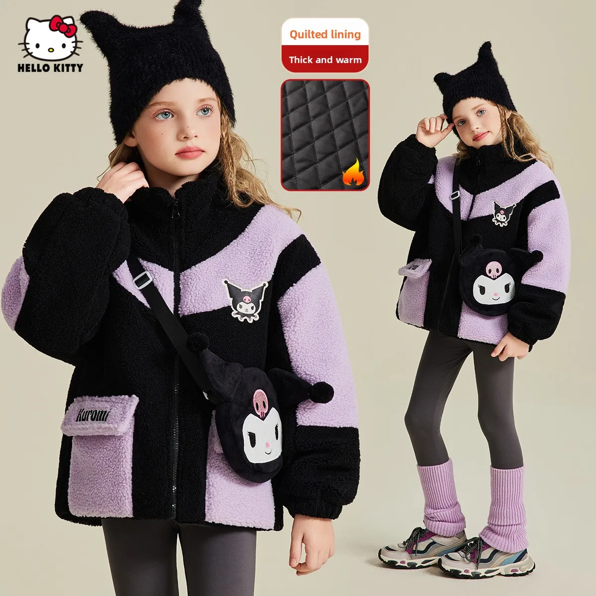 Пальто Kuromi для девочек, коллекция 2025 года, зимняя детская плюшевая утепленная теплая парка с капюшоном, верхняя одежда с сумкой, детская хлопковая одежда принцессы для детей от 3 до 12 лет
Пальто Kuromi для девочек, коллекция 2025 года, зимняя детская плюшевая утепленная теплая парка с капюшоном, верхняя одежда с сумкой, детская хлопковая одежда принцессы для детей от 3 до 12 лет
